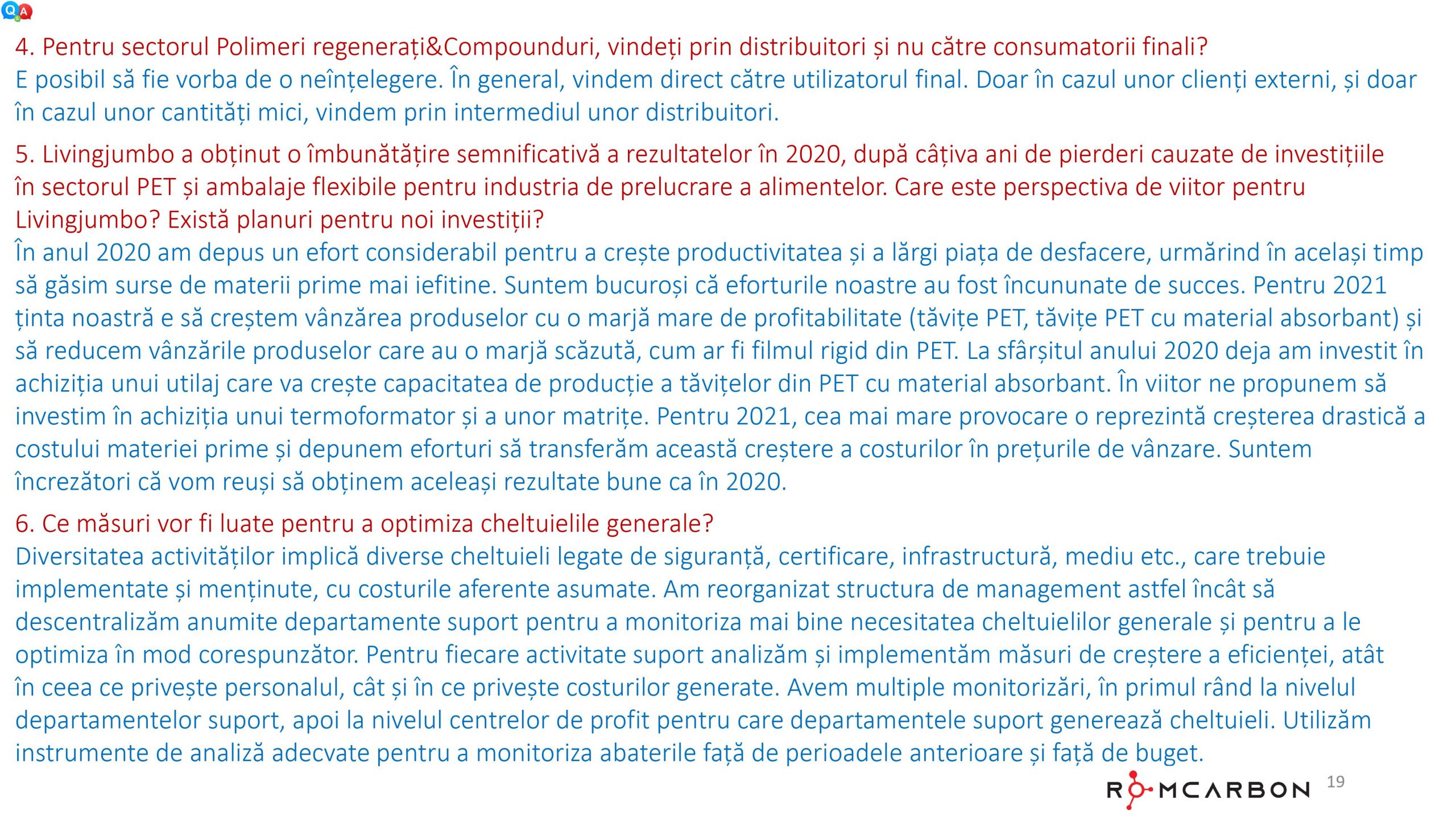 Prezentare oficiala -Teleconferință cu analiști, investitori și jurnaliști &ndash; 13 Aprilie 2021