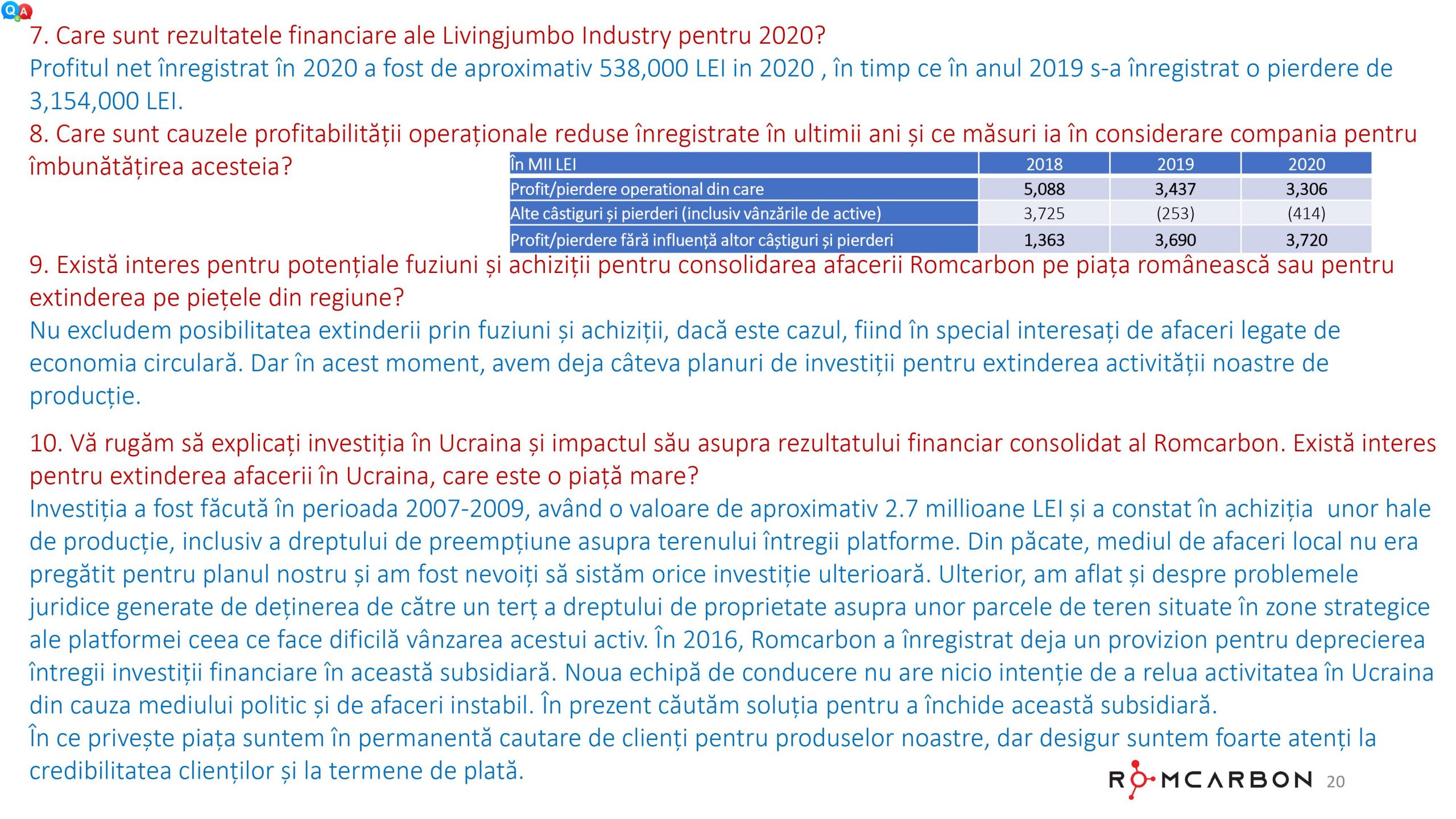 Prezentare oficiala -Teleconferință cu analiști, investitori și jurnaliști &ndash; 13 Aprilie 2021