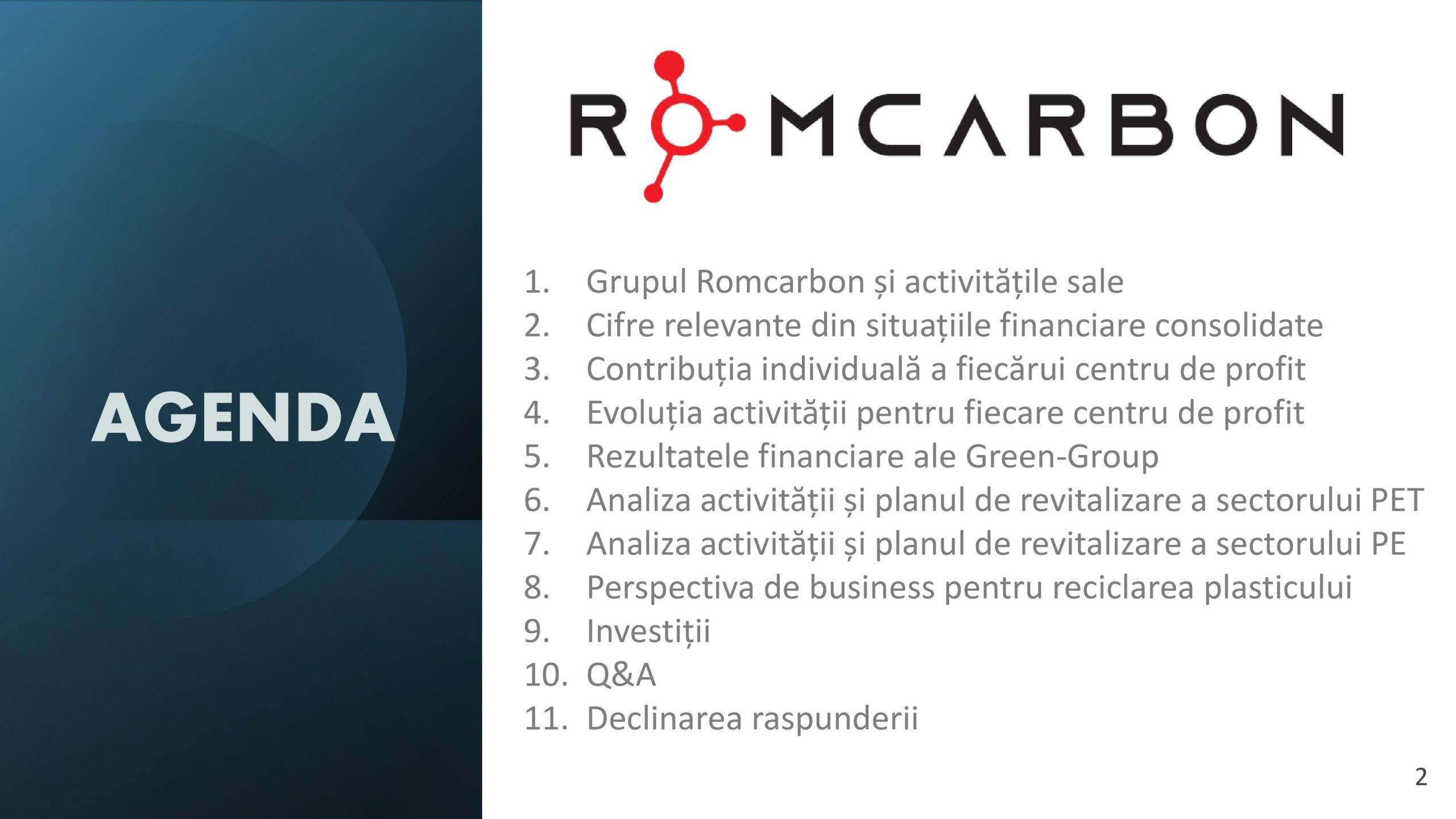 Prezentare oficiala -Teleconferință cu analiști, investitori și jurnaliști &ndash; 18 Noiembrie 2021