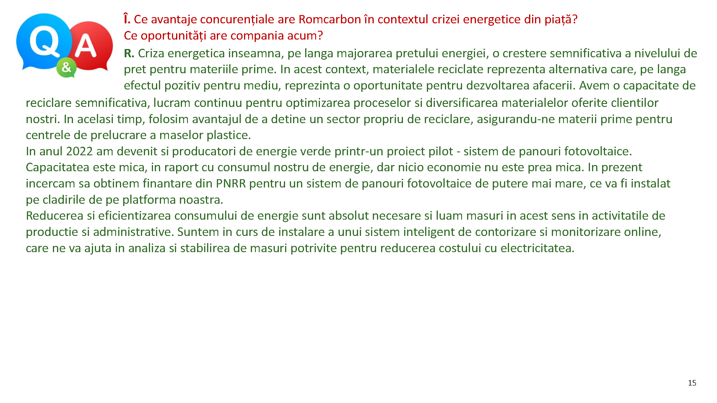 Prezentare oficiala -Teleconferință cu analiști, investitori și jurnaliști &ndash; 19 mai 2022