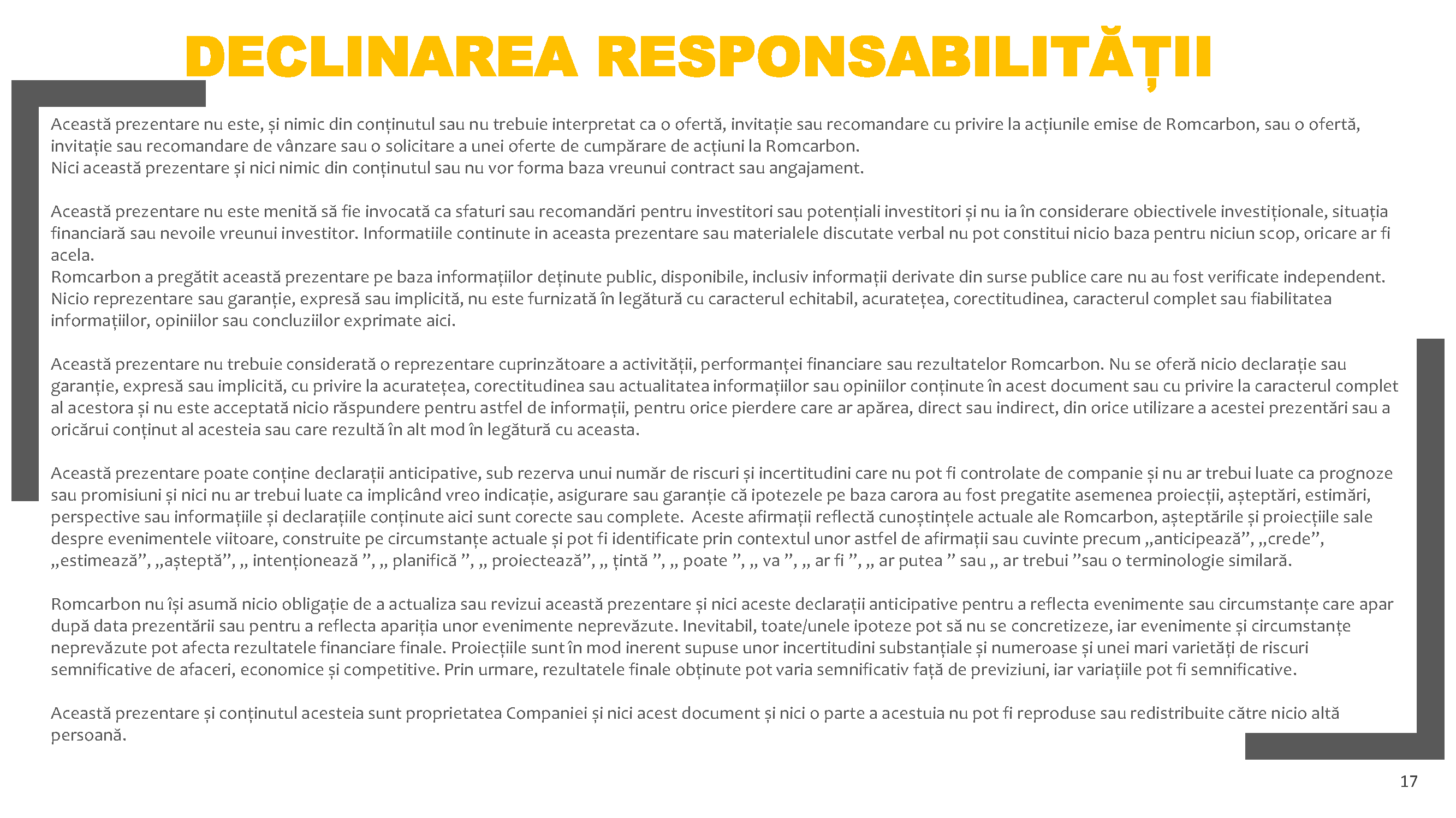 Prezentare oficiala -Teleconferință cu analiști, investitori și jurnaliști &ndash; 19 mai 2022