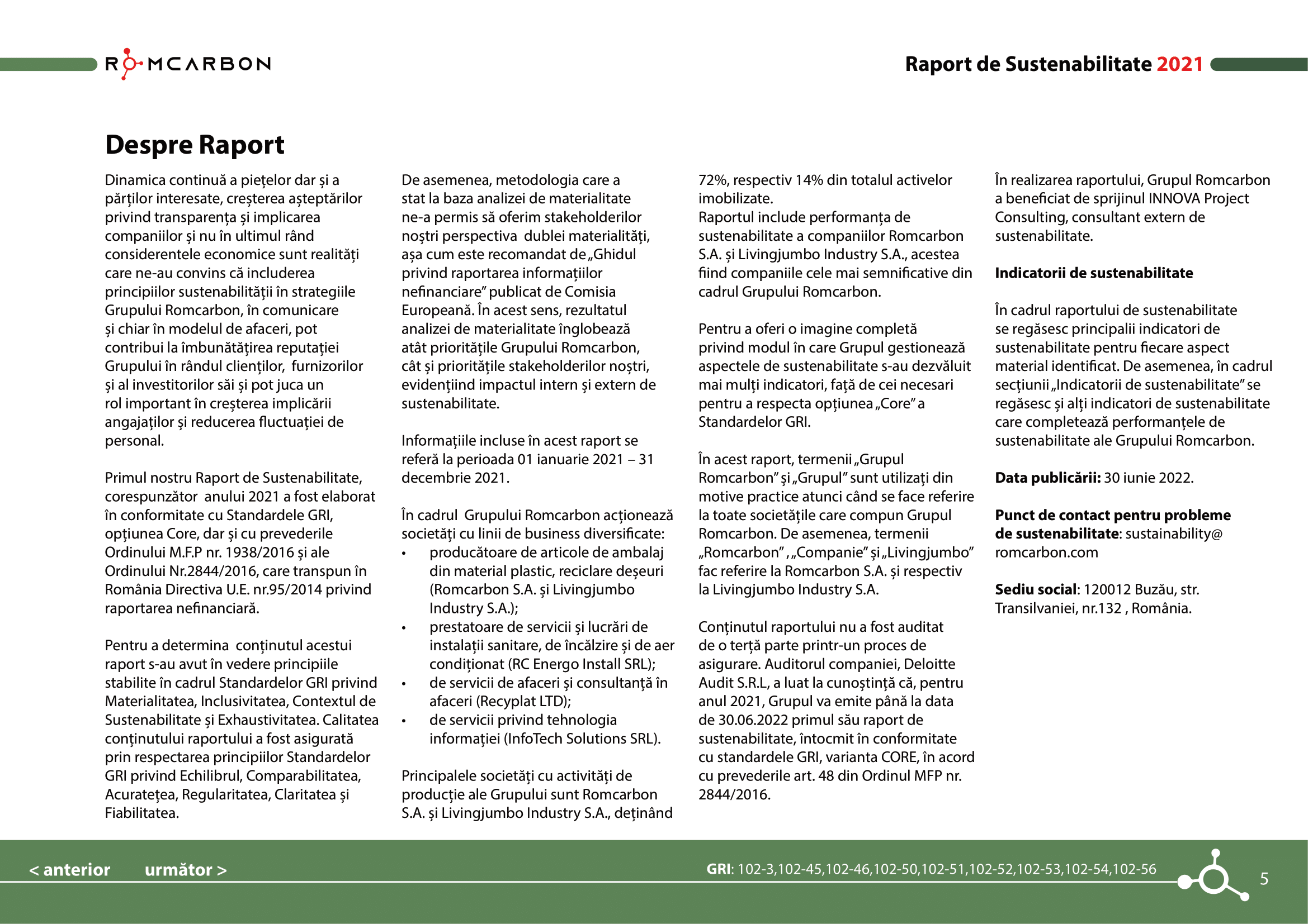 Rapoarte de sustenabilitate 2021