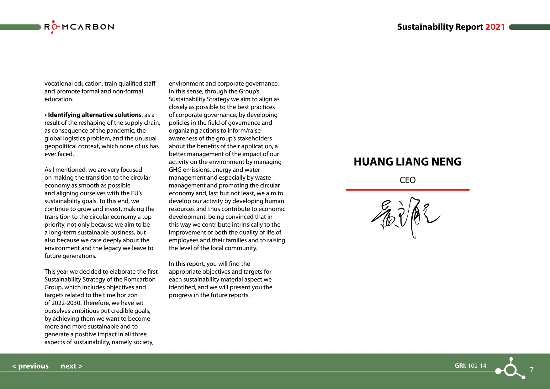 Sustainability reports 2021