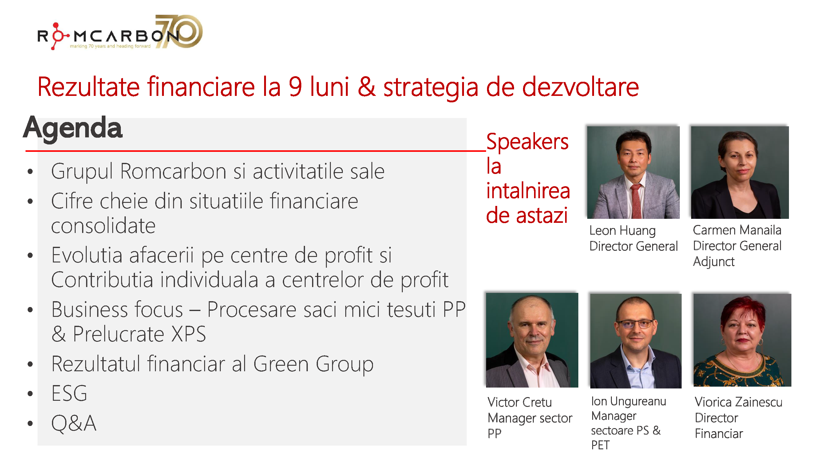 Prezentare oficiala -Teleconferință cu analiști, investitori și jurnaliști &ndash; 18 noiembrie 2022