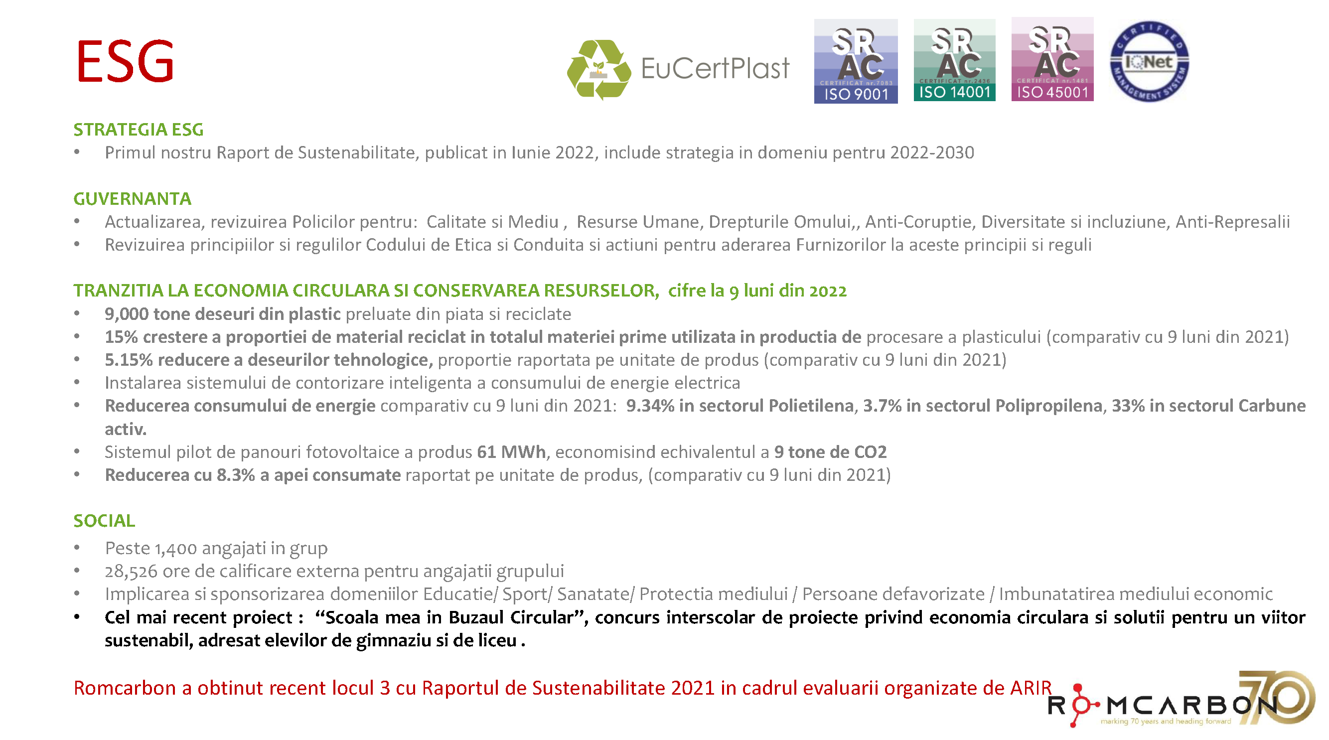 Prezentare oficiala -Teleconferință cu analiști, investitori și jurnaliști &ndash; 18 noiembrie 2022
