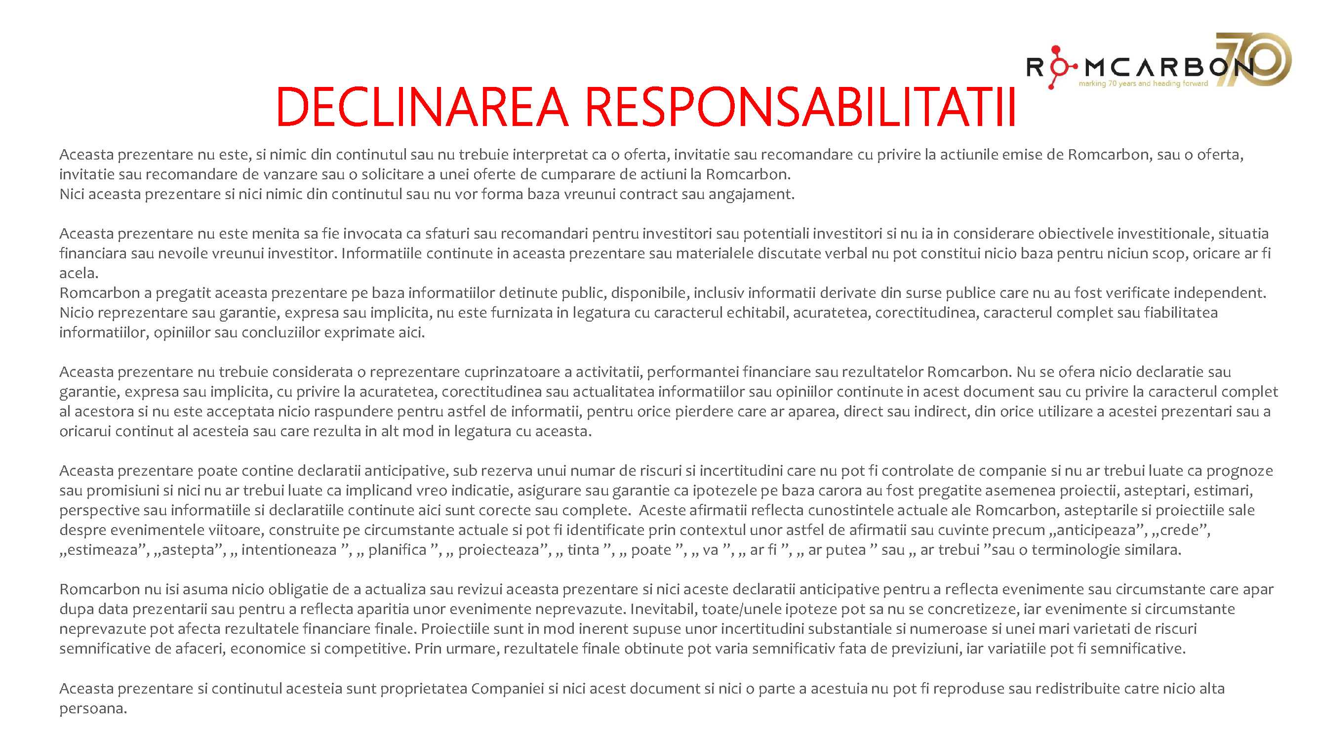 Prezentare oficiala -Teleconferință cu analiști, investitori și jurnaliști &ndash; 18 noiembrie 2022