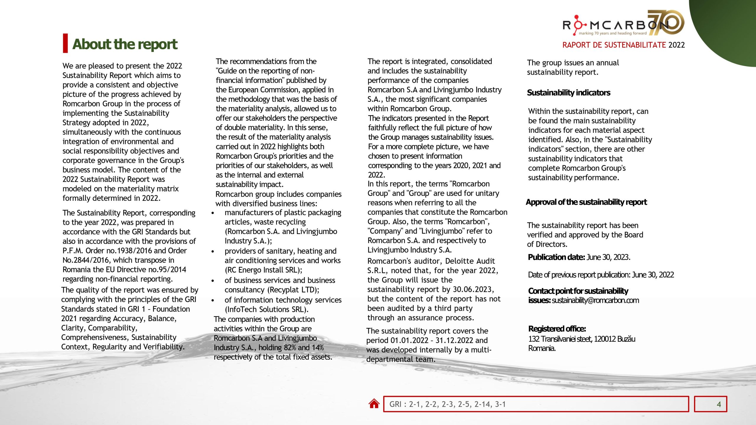 Sustainability reports 2022