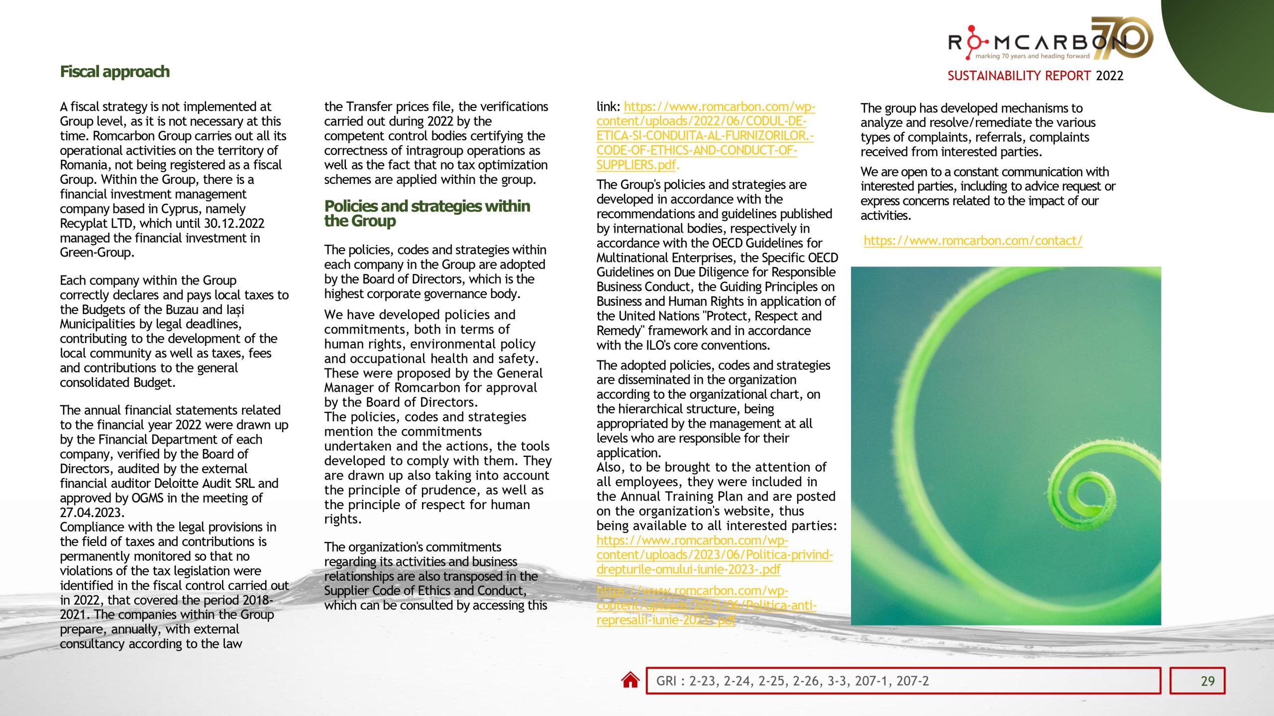 Sustainability reports 2022