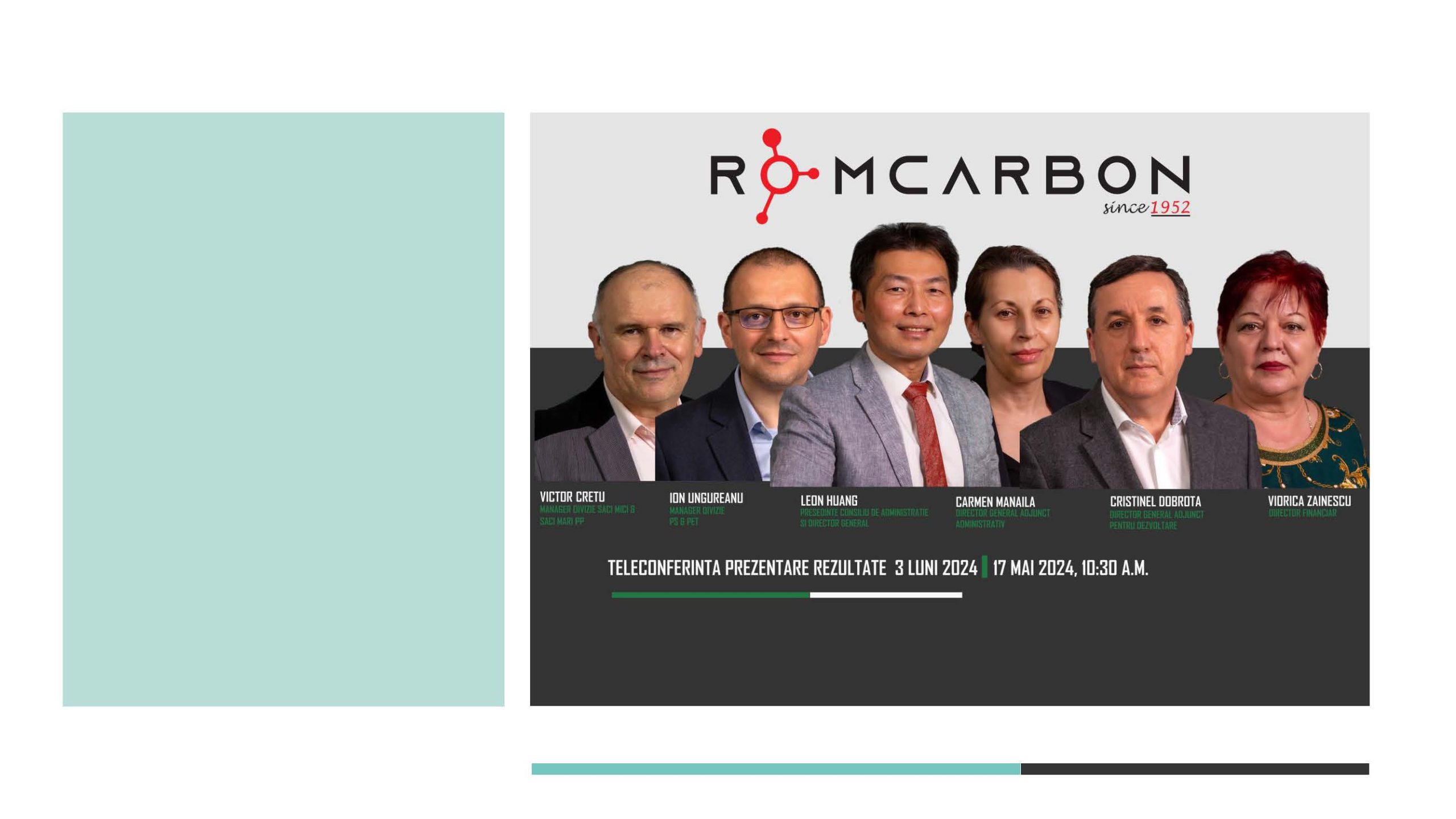 Prezentare oficiala -Teleconferință cu analiști, investitori și jurnaliști &ndash; 17 mai 2024
