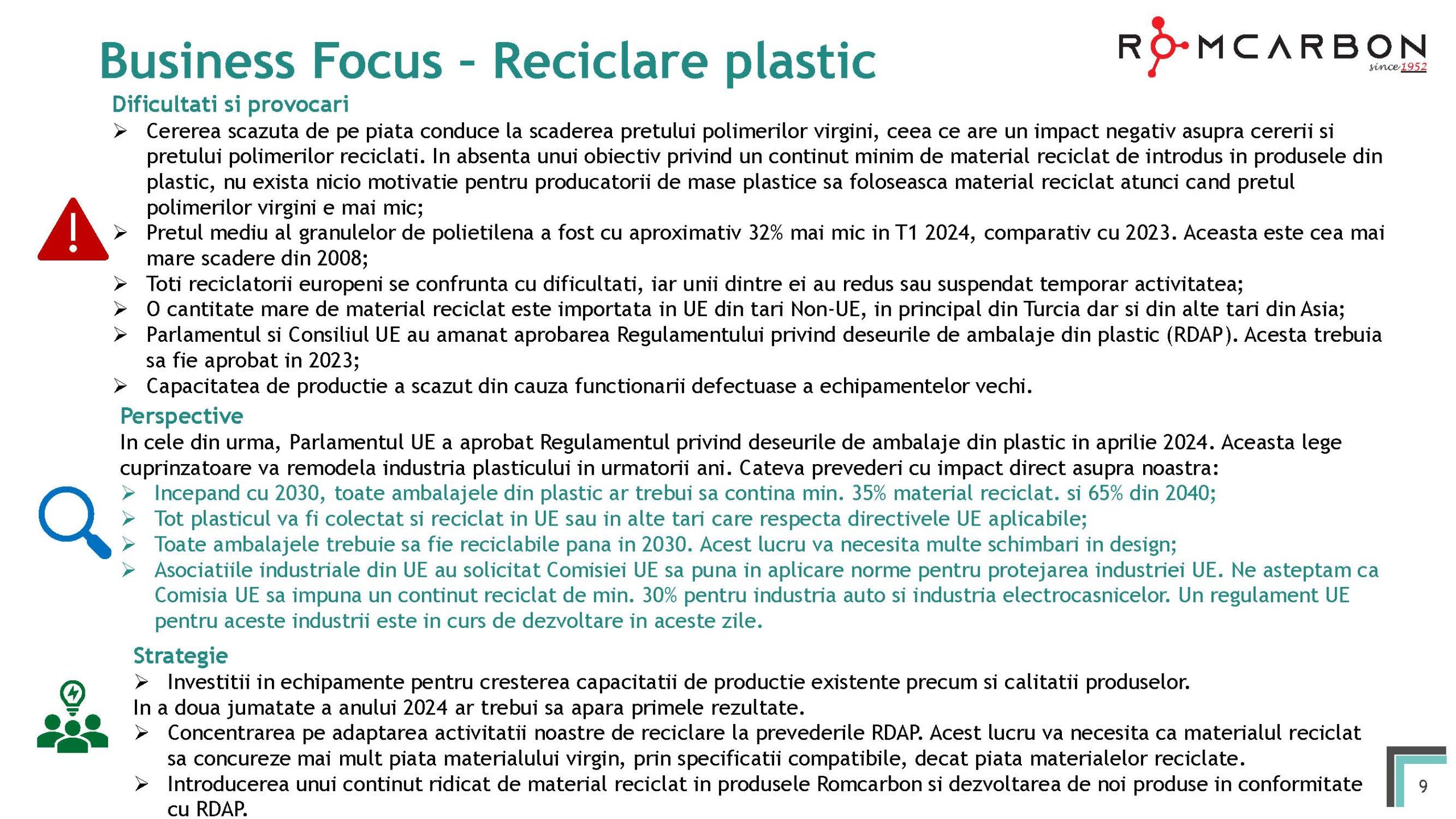 Prezentare oficiala -Teleconferință cu analiști, investitori și jurnaliști &ndash; 17 mai 2024