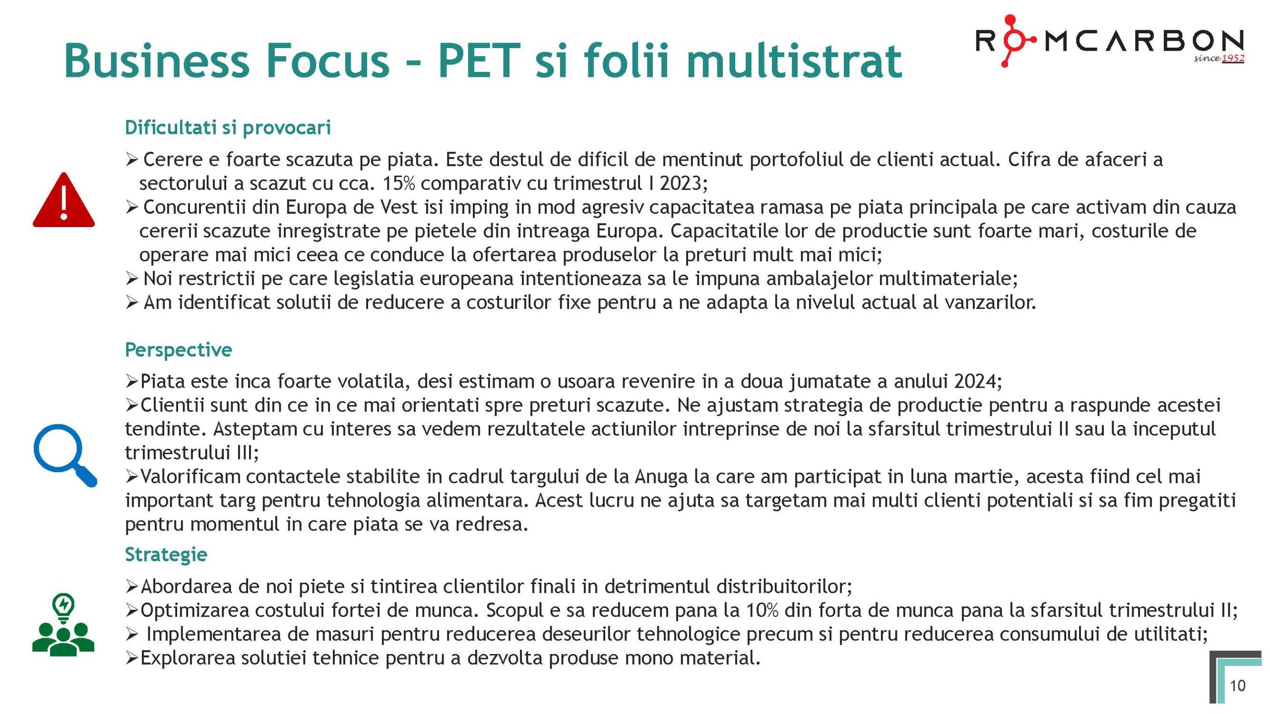 Prezentare oficiala -Teleconferință cu analiști, investitori și jurnaliști &ndash; 17 mai 2024