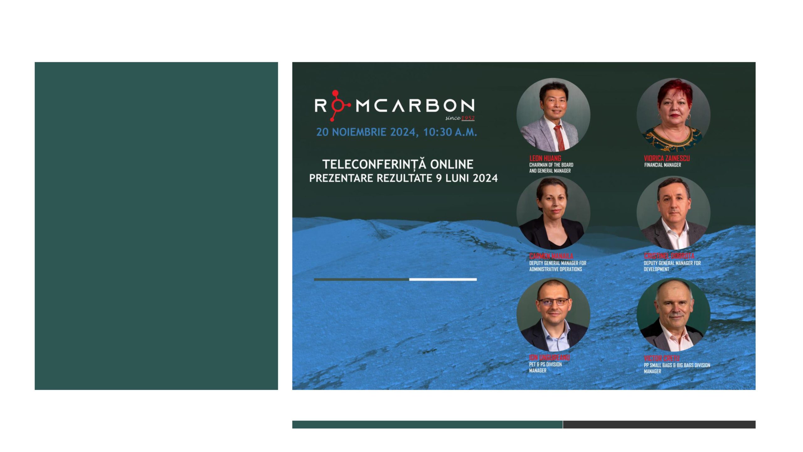 Prezentare oficiala -Teleconferință cu analiști, investitori și jurnaliști &ndash; 20 noiembrie 2024