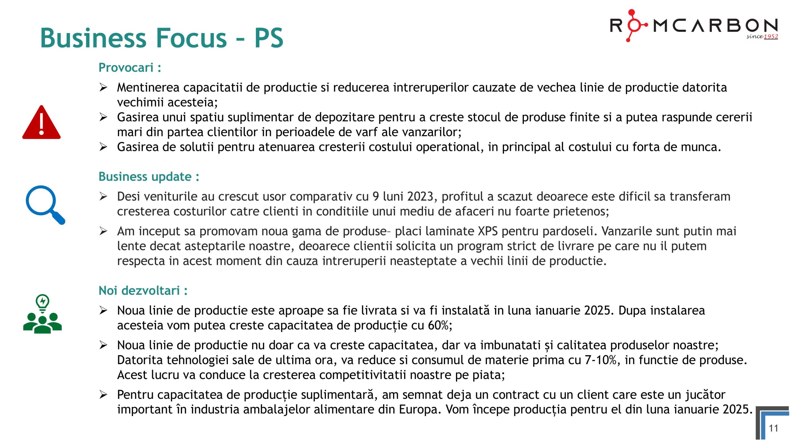 Prezentare oficiala -Teleconferință cu analiști, investitori și jurnaliști &ndash; 20 noiembrie 2024